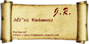 Jáni Radamesz névjegykártya